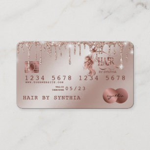 Kreditkarte Styling Rose Gold Tropfen Haarstil Visitenkarte