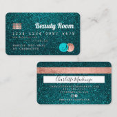 Kreditkarte Türkisch Glitzer Beauty Monogramm Visitenkarte (Vorne/Hinten)