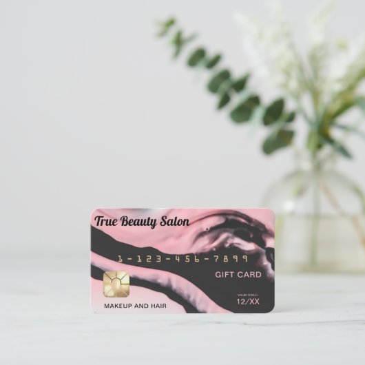 Kreditkartenauszug in Rosa Visitenkarte (Stehend Vorderseite)