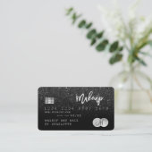 Kreditkartenhaar schwarz Glitzer Monogramm Visitenkarte (Stehend Vorderseite)