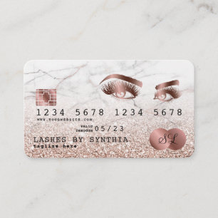 Kreditkartenstyled Rose Gold Long Lashes Marmor Visitenkarte
