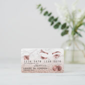 Kreditkartenstyled Rose Gold Long Lashes Marmor Visitenkarte (Stehend Vorderseite)