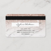 Kreditkartenstyled Rose Gold Long Lashes Marmor Visitenkarte (Rückseite)