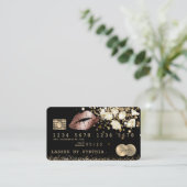 Kreditkartenstyling Glitzer Gold Lips Diamant Visitenkarte (Stehend Vorderseite)