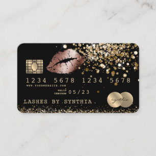 Kreditkartenstyling Glitzer Gold Lips Visitenkarte