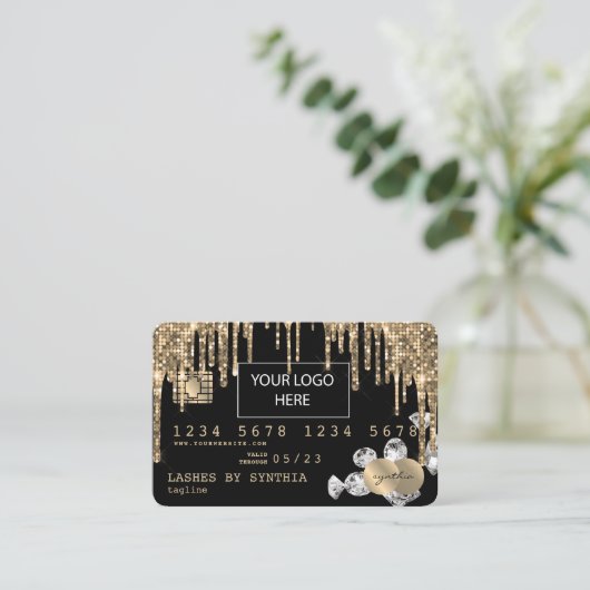 Kreditkartenstyling Gold Diamonds Visitenkarte (Stehend Vorderseite)