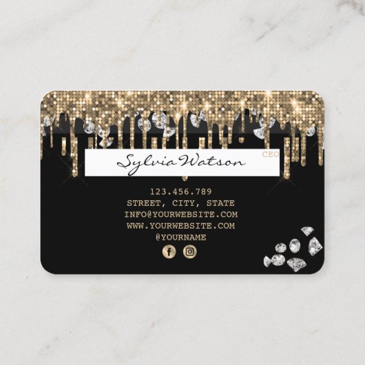 Kreditkartenstyling Gold Diamonds Visitenkarte (Rückseite)