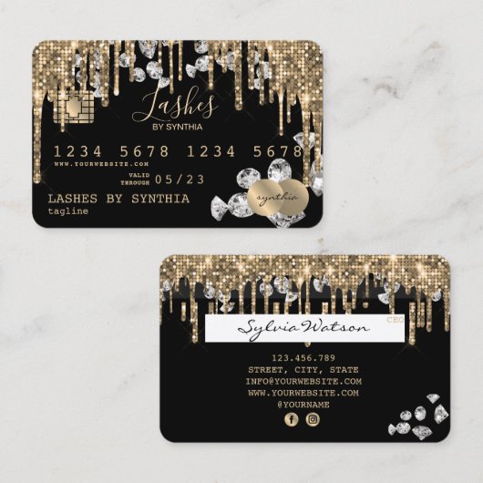 Kreditkartenstyling Gold Diamonds Visitenkarte (Vorne/Hinten)