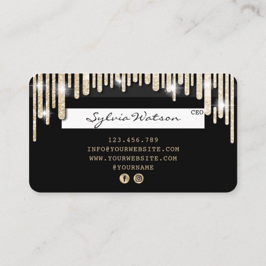 Kreditkartenstyling Gold Glitzer Visitenkarte (Rückseite)