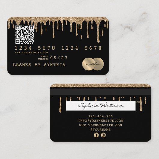Kreditkartenstyling Gold QR Code Visitenkarte (Vorne/Hinten)