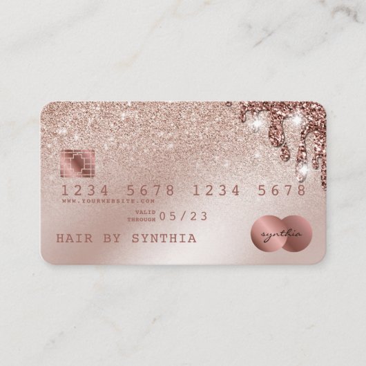 Kreditkartenstyling Rose Gold Confetti Visitenkarte (Vorderseite)