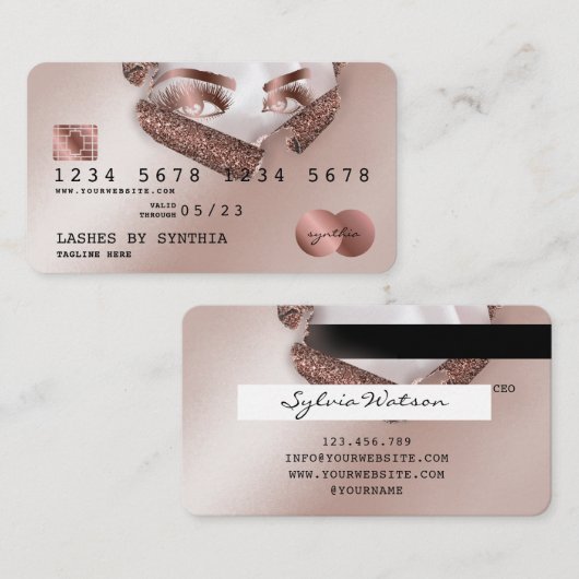 Kreditkartenstyling Rose Gold Long Lash Thorn Visitenkarte (Vorne/Hinten)