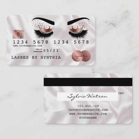 Kreditkartenstyling Rose Gold Long Lashes Crown Visitenkarte (Vorne/Hinten)