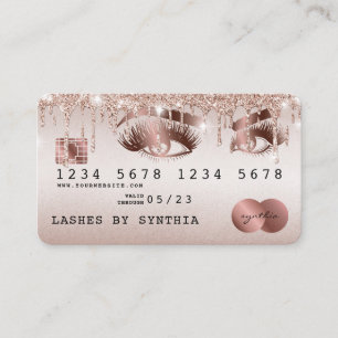 Kreditkartenstyling Rose Gold Long Lashes Visitenkarte