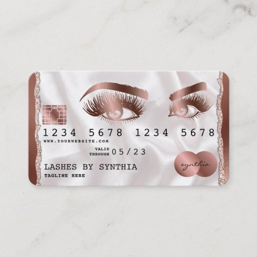 Kreditkartenstyling Rose Gold Long Lashes Visitenkarte (Vorderseite)