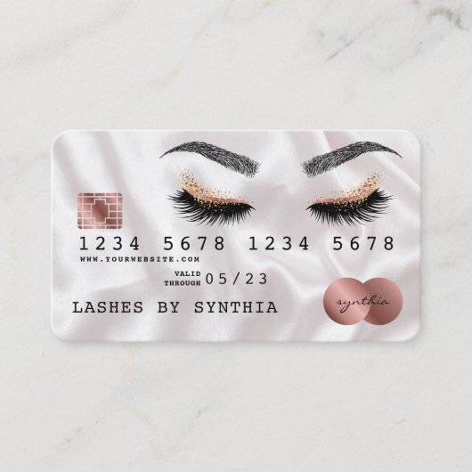 Kreditkartenstyling Rose Gold Long Lashes Visitenkarte (Vorderseite)