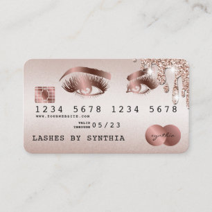 Kreditkartenstyling Rose Gold Long Lashes Visitenkarte