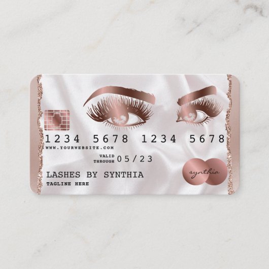Kreditkartenstyling Rose Gold Long Lashes Visitenkarte (Vorderseite)