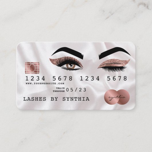 Kreditkartenstyling Rose Gold Long Lashes Visitenkarte (Vorderseite)