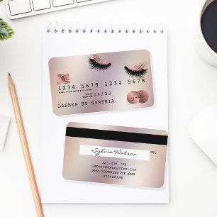 Kreditkartenstyling Rose Gold Long Lashes Visitenkarte