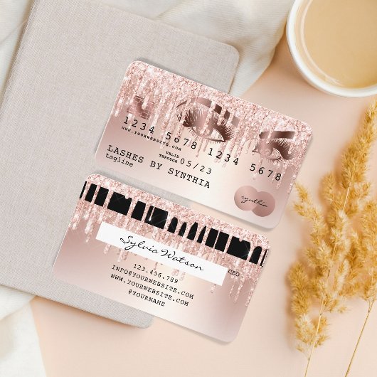 Kreditkartenstyling Rose Gold Long Lashes Visitenkarte