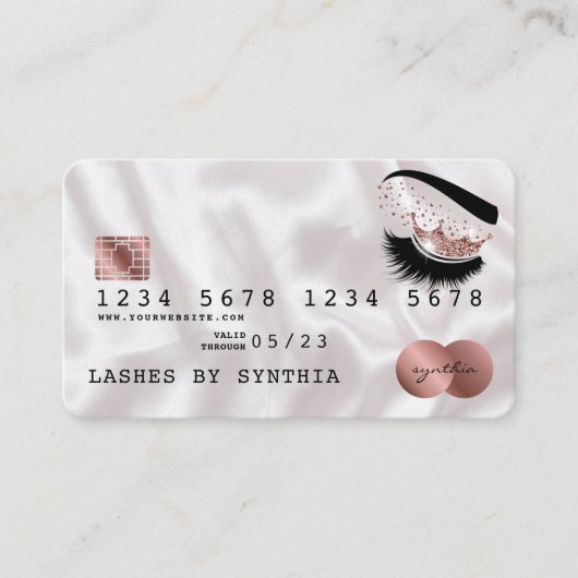 Kreditkartenstyling Rose Gold Long Lashes Visitenkarte (Vorderseite)
