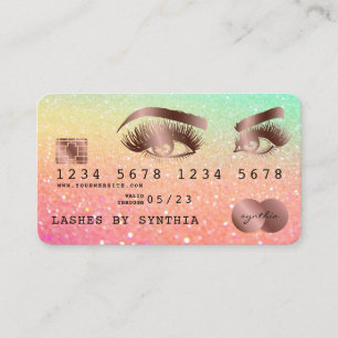 Kreditkartenstyling Rose Gold Long Lashes Visitenkarte