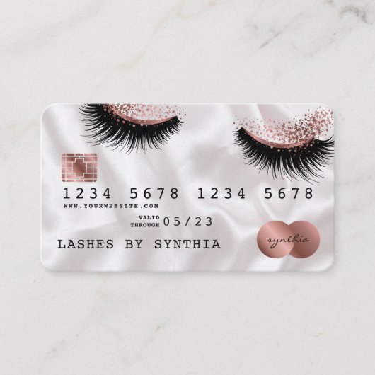Kreditkartenstyling Rose Gold Long Lashes Visitenkarte (Vorderseite)