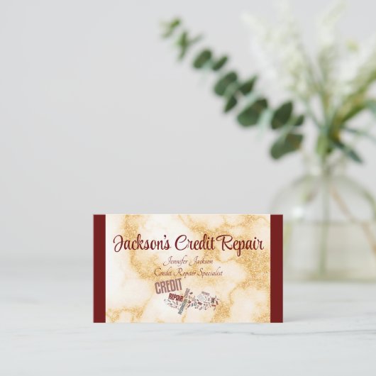 Kreditreparatur in Burgund und Marmor Visitenkarte (Stehend Vorderseite)