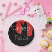 Kreep it Real Hand Drawn Schriftart BlumenHallowee Pappteller (Party)