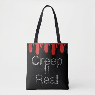 Kreep it Real Hand Drawn Schriftart BlumenHallowee Tasche
