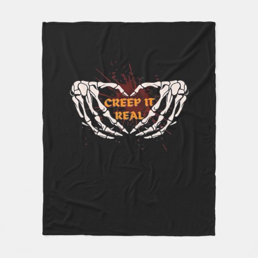 Kreep it real, Skeletthandschuhe mit Herz Fleecedecke (Vorderseite)