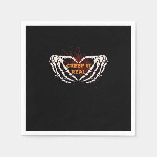 Kreep it real, Skeletthandschuhe mit Herz Serviette (Vorderseite)