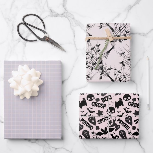 KREEPIE UND BEÄNGSTIGENDE HALLOWEE GESCHENKPAPIER SET (Vorderseite)