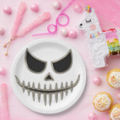 Kreepisches Halloween Skeleton Face Round Pappteller (Party)