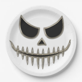 Kreepisches Halloween Skeleton Face Round Pappteller