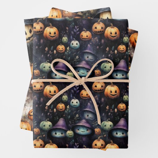 KREEPY PUMPKINS GHOSTEN UND GHOULS HALLOWEEN GESCHENKPAPIER SET (Beispiel)