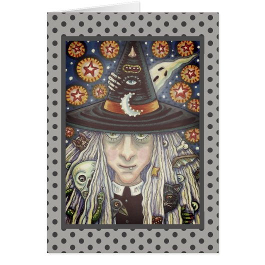 KREEPY WITCH, EVIL EYE, GOTH GREETING CARD Blank (Vorne)