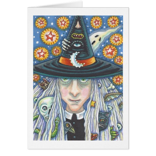 KREEPY WITCH, EVIL EYE, GOTH GREETING CARD Blank (Vorne)
