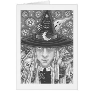 KREEPY WITCH, EVIL EYE, GOTH GREETING CARD Blank