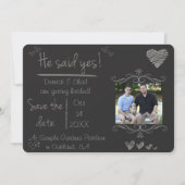 Kreide-Brett Save the Date, sagte er ja Einladung (Vorderseite)