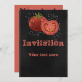 Kreide, der Tomaten auf schwarzer Tafel zeichne Einladung (Vorne/Hinten)