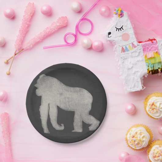 Kreide-Gorilla Pappteller (Party)