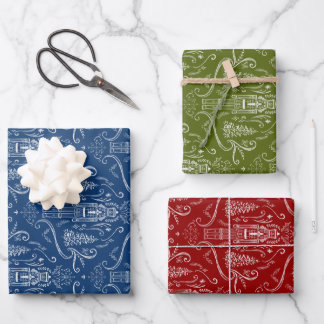 Kreide-Nussknacker-Gekritzel Weihnachten Geschenkpapier Set