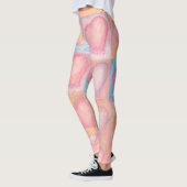 Kreide-Pastellgrafik-Herz-rosa Baby-Blau stark Leggings (Links)