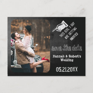 Kreide Vintage Spaß Hochzeit Termin vormerken Ankündigungspostkarte