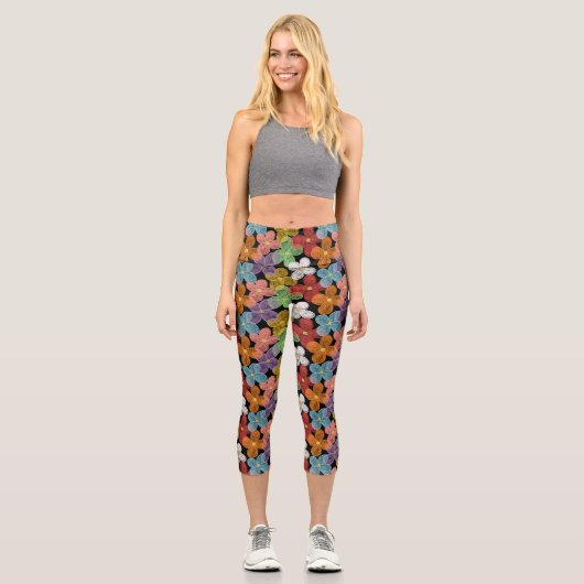 Kreidegänseblümchen Capri Leggings (Vorderseite)