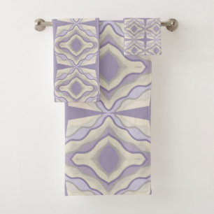 Kreidegraue Lavendel-Achteck-Stern-Geometrie Badhandtuch Set
