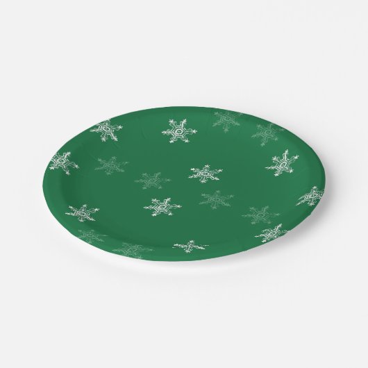 Kreidemuster-Schneeflocke Pappteller (Schrägansicht)
