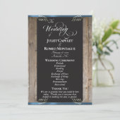 Kreidetafel auf Holz - Blaue Hochzeit Programm (Stehend Vorderseite)
